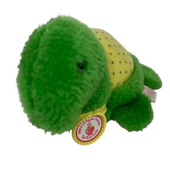 Vintage 1981 Strawberry Shortcake Plush Apple Dumplin Tea Time Turtle w/ Collar - Picture 10 of 10